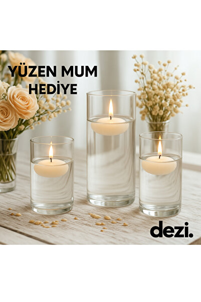 DEZİ Set Silindir Cam Vazo - 3'lü Dekoratif Mumluk 14-18-22 Yükseklik (ÖZEL KUTULU - YÜZEN MUM HEDİYELİ)
