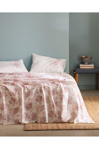 Madame Coco Arlette King Size 100% Cotton Karde Printed Pique Set - Powder