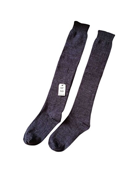 ENEFENDİ Майчините чорапи 2 чифта под коляното Дебели топли еластични вълнени дамски чорапи Удобни дълги 36-40 Димно сиво