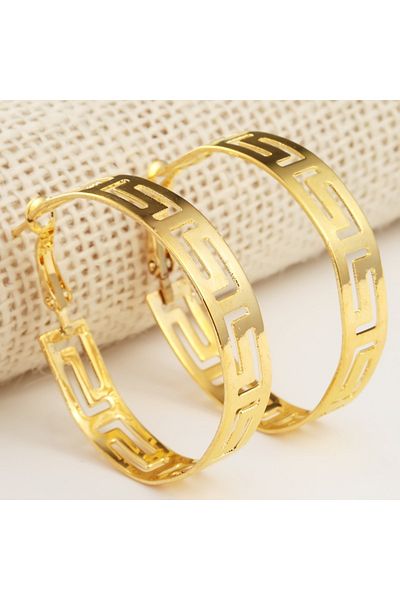 Choice E080-2 Vintage Hoop Earrings For Women Alloy Golden Color Simple Big Round Ear Rings Party Bohemia J