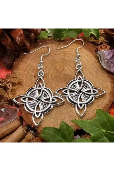 Choice أقراط بيضاء J020067-01 بتصميم عقدة ساحرة عتيقة، رمز ويكا وثني للرجال و...