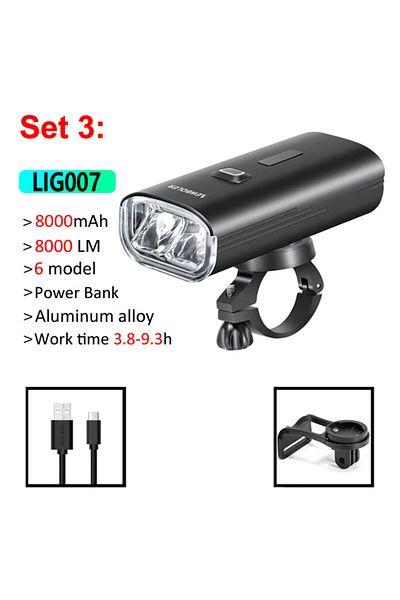 NEWBOLER 5000-8000 Mah Set3 Bike Light Front 8000mah Bicycle Light 6000lumen Waterproof Usb Charging