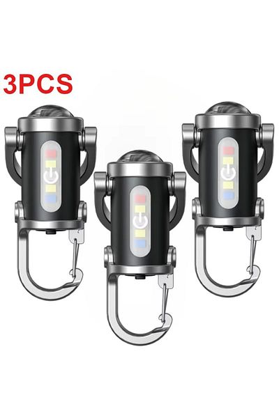 Choice 3pcs Powerful Cob Led Flashlight Keychain Usb Rechargeable Hanging Portable Flashlight Waterproof Ke