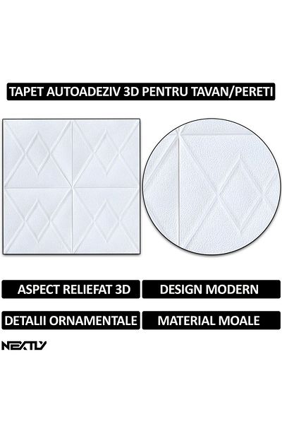 NEXTLY Set 30 X Tapet Autoadeziv 3d , Pentru Perete Sau Tavan, Waterproof, Ajustabil, Suprafata