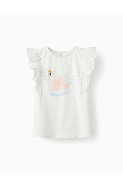 Ziddy T-Shirt with Sparkles and Glitter 'Swan', White