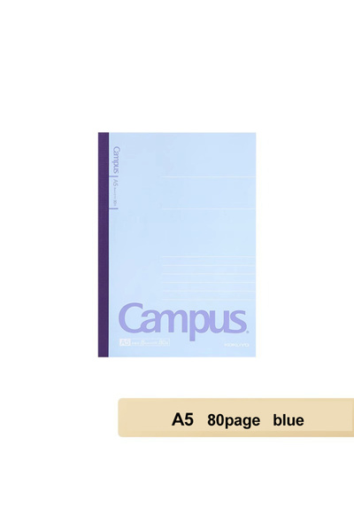 Choice دفتر ملاحظات كوكويو ياباني أزرق A5، 80 صفحة، Campus B5/A5، سطح ناعم، تجليد لاسلكي أفقي