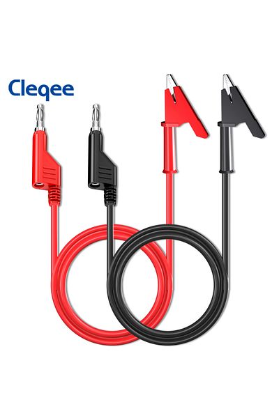CLEQEE 3M Cleqee P1037 2PCS 4mm Banana Plug To Alligator Clip Test Leads Kit Crocodile Clamps Multimeter Ca