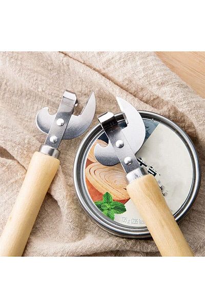 Choice Yellow Can Opener, Multifunctional Bottle Opener, Stainless Steel Wooden Handle Can Opener, Suitable