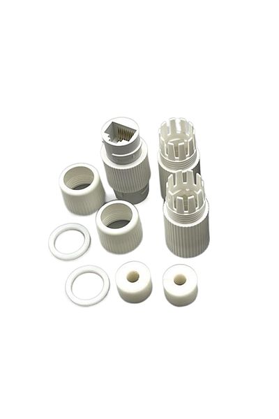 KOQZM White 1pc Rj45 Docking Connector Ethernet Network Straight-through Waterproof Ip67 Header Outdoor Br