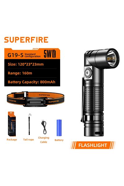 SUPERFIRE G19-s G19-s Led Head Flashlight Type-c Rechargeable 90° Adjustable Portable Headlight Indi