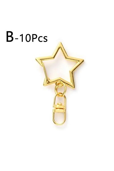 Choice ب 10 قطع جديدة نجمة خماسية جوفاء سلسلة مفاتيح حلقات المفاتيح DIY اكسسوارات مشبك جراد البحر حلقة مفاتيح Je.