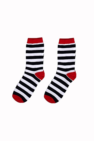 MG ÇORAP جوارب مخططة باللون الأحمر الداكن والأزرق