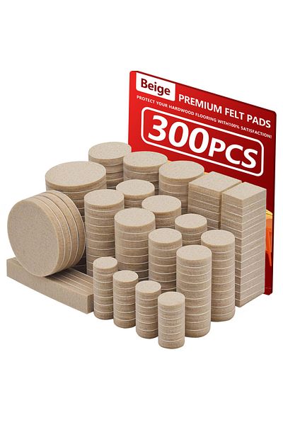 Choice 300 Pcs Beige 300pcs Felt Chair Leg Pads, Value Pack Of Various Sizes,felt Furniture Pads For Protec