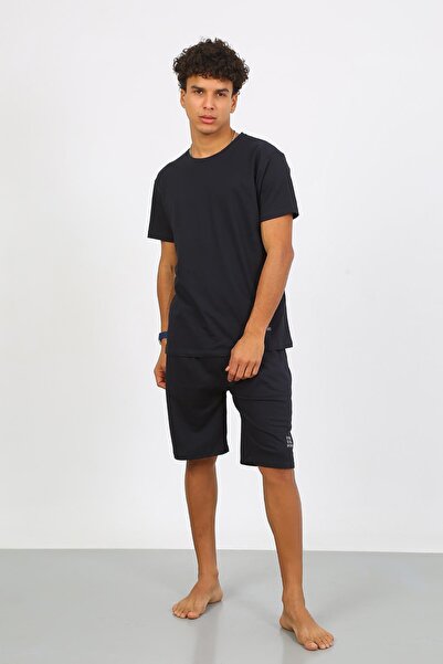 Akbeniz Ανδρικό βαμβακερό Lacoste κάτω μέρος Capri πιτζάμα κοστούμι Navy Blue 6874