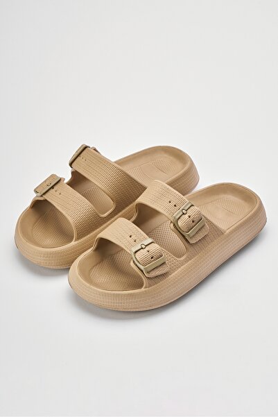 OZYO Leon Beige Men's Double Buckle Eva Beach Slippers
