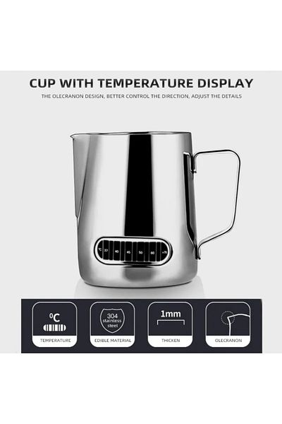 Choice 350ml 350/600ml Stainless Steel Milk Frothing Pitcher Temperature Display Milk Frother Pitcher Jug C