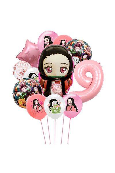 Choice Other NO.9 12Pcs Cartoon Demon Slayer Party Decor Globos Kamado Tanjirou Nezuko Balloon Anime Theme