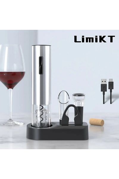 LimiKT Kp1122 Red Wine Electric Bottle Opener Set Wine Pourer Wine Vacuum Bottle Stopper Rechargeabl