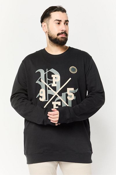 PAUL FRANK Men Crew Neck Long Sleeves Graphic Print Sweatshirt, Black