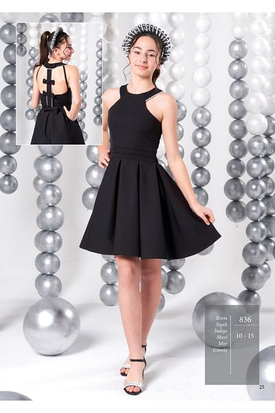 Erkut Girl's Crepe Fabric Back Detailed Evening Dress Graduation Dress