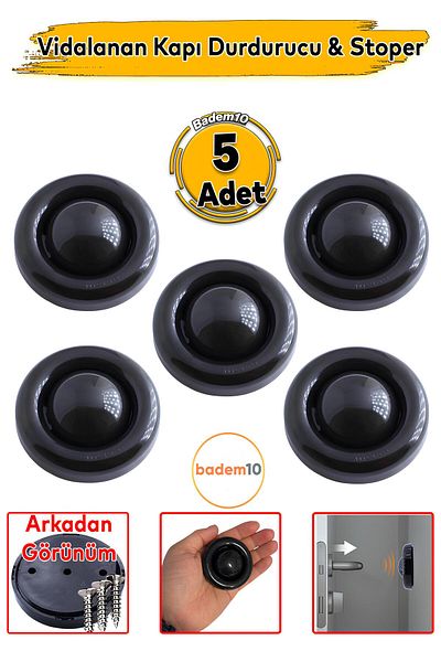 Badem10 5Pcs Screw Mounted Black Silicone Door Stopper Buffer with Screws Door Back Protective Handle Stopper Holder