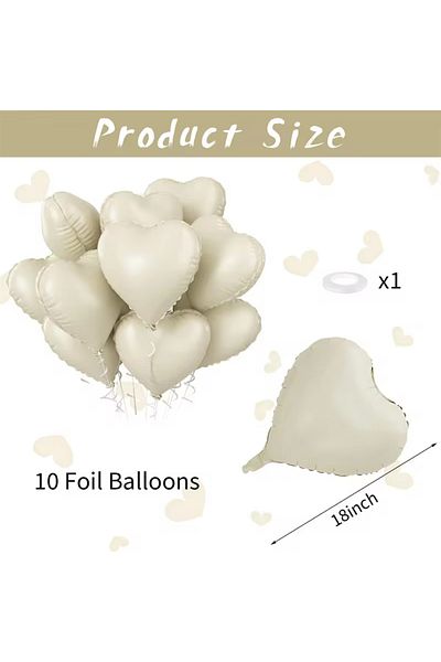 Choice 10pcs 01 10pcs 18inch Heart Shape Foil Balloons Set Coffee Caramel Heart Foil Balloons For Engagemen