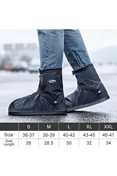 Choice غطاء حذاء مطر قصير أسود (40-42) عاكس مقاوم للماء أسود عالي الارتفاع قا...