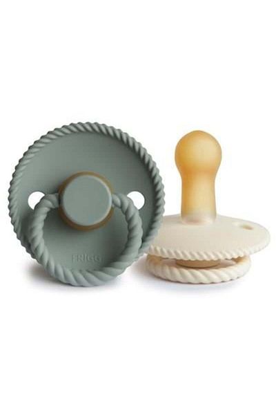 Frigg Rope Double Rubber Pacifier - Cream / Sage 6-18 Months