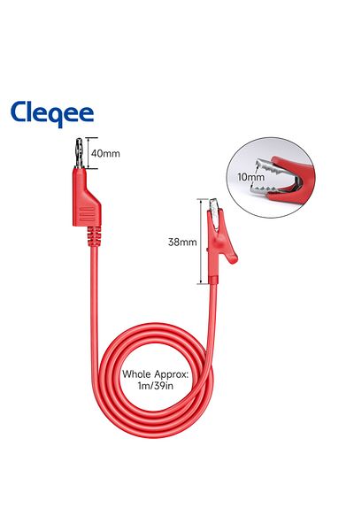 CLEQEE P1044 10pcs Banana Plug To Alligator Clips Test Leads Soft Flexible Electrical Wire Cables...