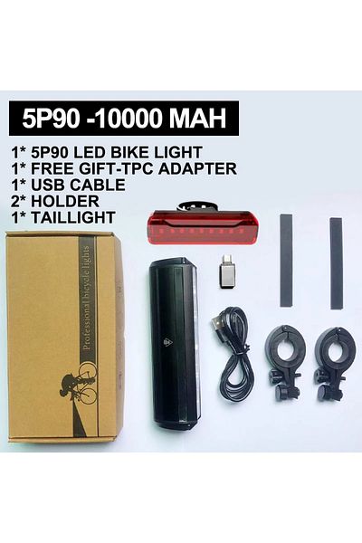 Choice 5p90 And Taillight Fivemi Bicycle Light Front 10000mah Bike Light Power Bank Flashlight Usb Charging