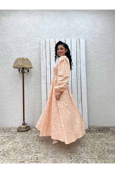 KÜÇÜĞÜM BUTİK Φόρεμα Hijab Salmon Daisy Flared Poplin