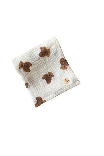 ToprikoKids 100% Organic Cotton Bear, Gots Öko Textile Certified 95X100 cm Double Layer Muslin Cover & Blanket
