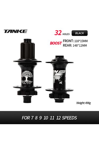 TANKE 6-bolt 32H HG Black F R TANKE-Boost 12x148,15x110,Aluminum Bicycle Hub,32 Holes 120 Clicks 4Bearing