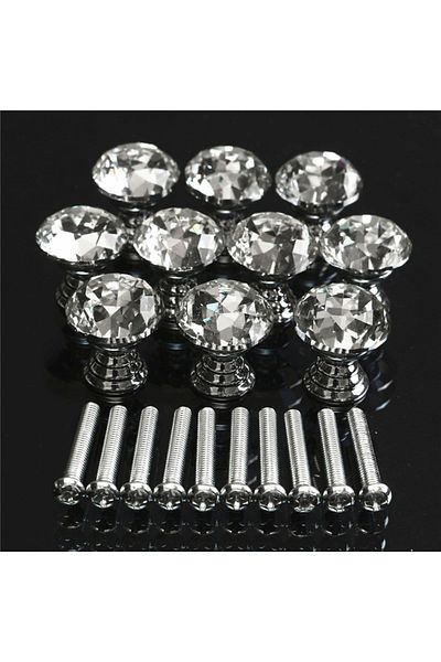 Choice Mtspace 10pcs/set 20mm Crystal Glass Clear Cabinet Knob Drawer Pull Handle Kitchen Door Wardrobe ...