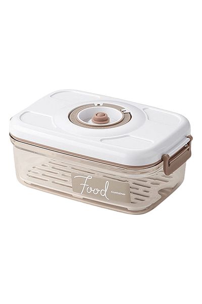 MOJOYCE 1.2L Food Vacuum Storage Box with Removable Drain Plate Fresh Container Airtight Fridge Organizer fo
