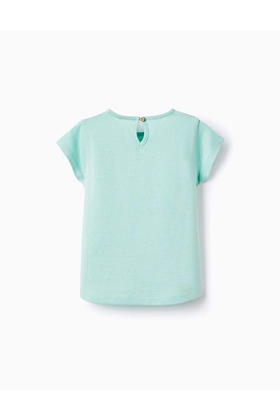Ziddy Cotton T-shirt for Baby Girls 'Cha Cha Cha', Aqua Green