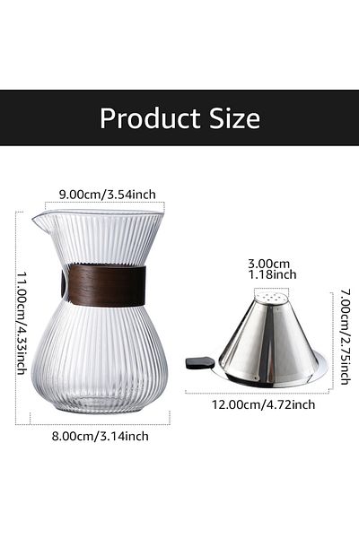 Choice 2pcs 400ml Striped Glass Pot Pour-over Coffee Sharing Pot Simple Cold Drink Pot Coffee Utensils Tea