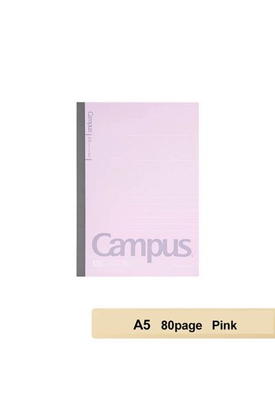 Choice دفتر ملاحظات كوكويو ياباني وردي A5، 80 صفحة، Campus B5/A5، سطح ناعم، تجليد لاسلكي أفقي