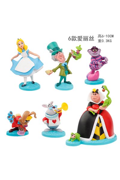 Choice No Box 01 6pcs/set Alice In Wonderland Cake Car Desk Decoration Figure Toys