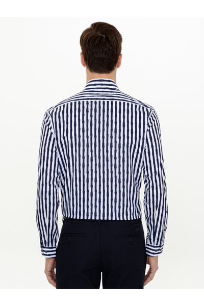 Cacharel Lacivert Slim Fit Uzun Kollu Gömlek 50248511-VR033