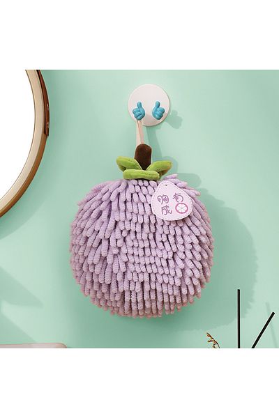 Choice Purple Chenille Hand Towels Wipe Hand Towel Ball With Hanging Loops Quick Dry Soft Absorbent Microfi
