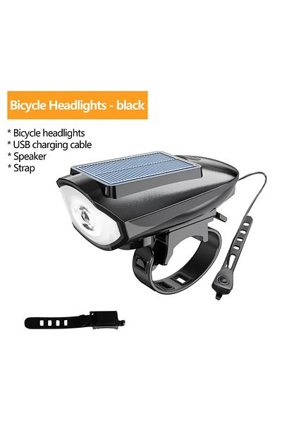 Choice Black Solar Bicycle Light With Horn Led Bike Front Lamp Headlight For Bicycle Mtb Mountain Road Bike