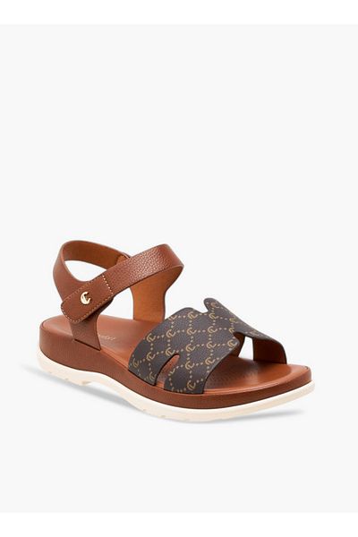 Le Confort Monogram Print Comfort Sandals with Hook and Loop Closure