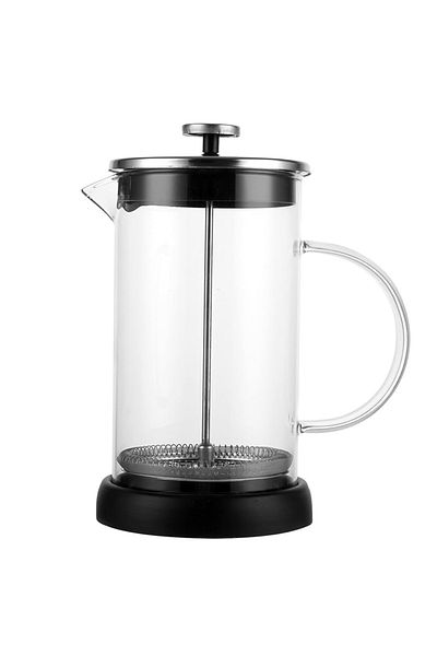 PUFO Ceainic modern cu infuzor pentru ceai, din sticlă borosilicată, cu mâner și sită French press, 600 ml