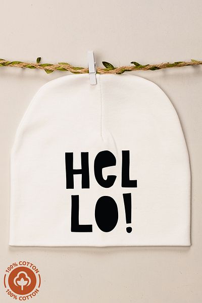 Miniel Unisex Baby Hello Printed Combed Organic Cotton Newborn 2-Piece Baby Beanie Colorful Set