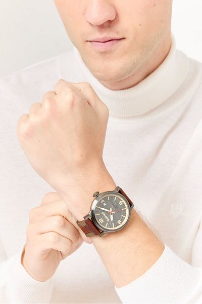 Timberland Men Tdwgn0029104 Leather Analog Watch 45 Mm, Brown