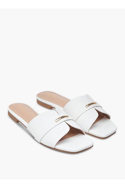 Flora Bella by Shoexpress Metal Accent Slip-On Flat Sandals