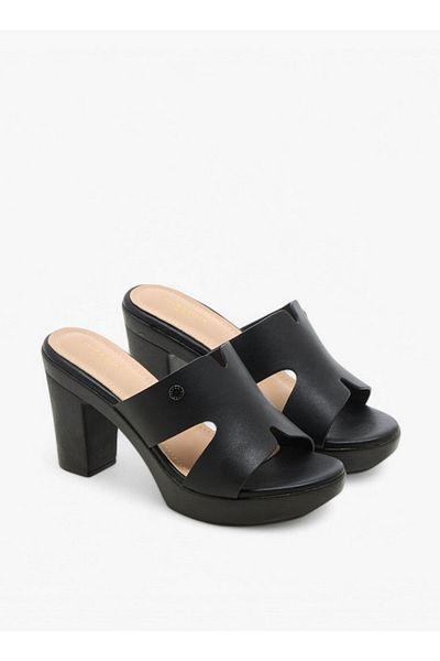 Flora Bella by Shoexpress Cut Out Detail Slip-On Sandals with Platform Heels