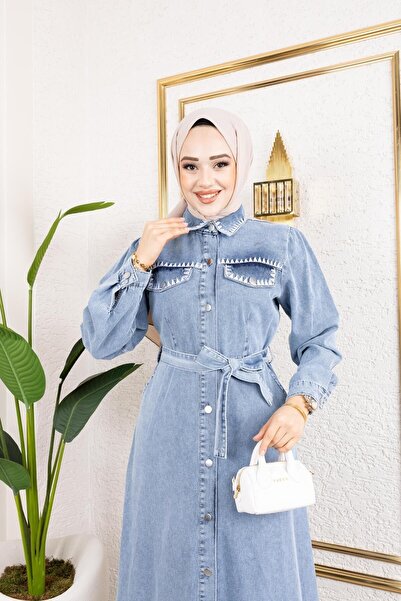 HARMAN BUTİK ΓΥΝΑΙΚΕΙΟ ΤΖΙΝ ΤΖΙΝ ΦΟΡΕΜΑ ΜΕ ΤΣΕΠΗ