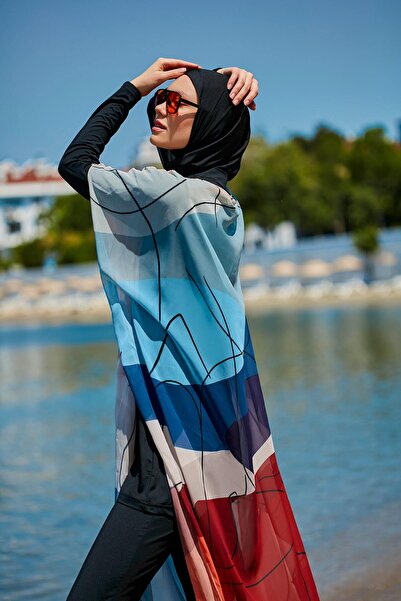 Marina Ριγέ Πολύχρωμο Pareo Kaftan P2340